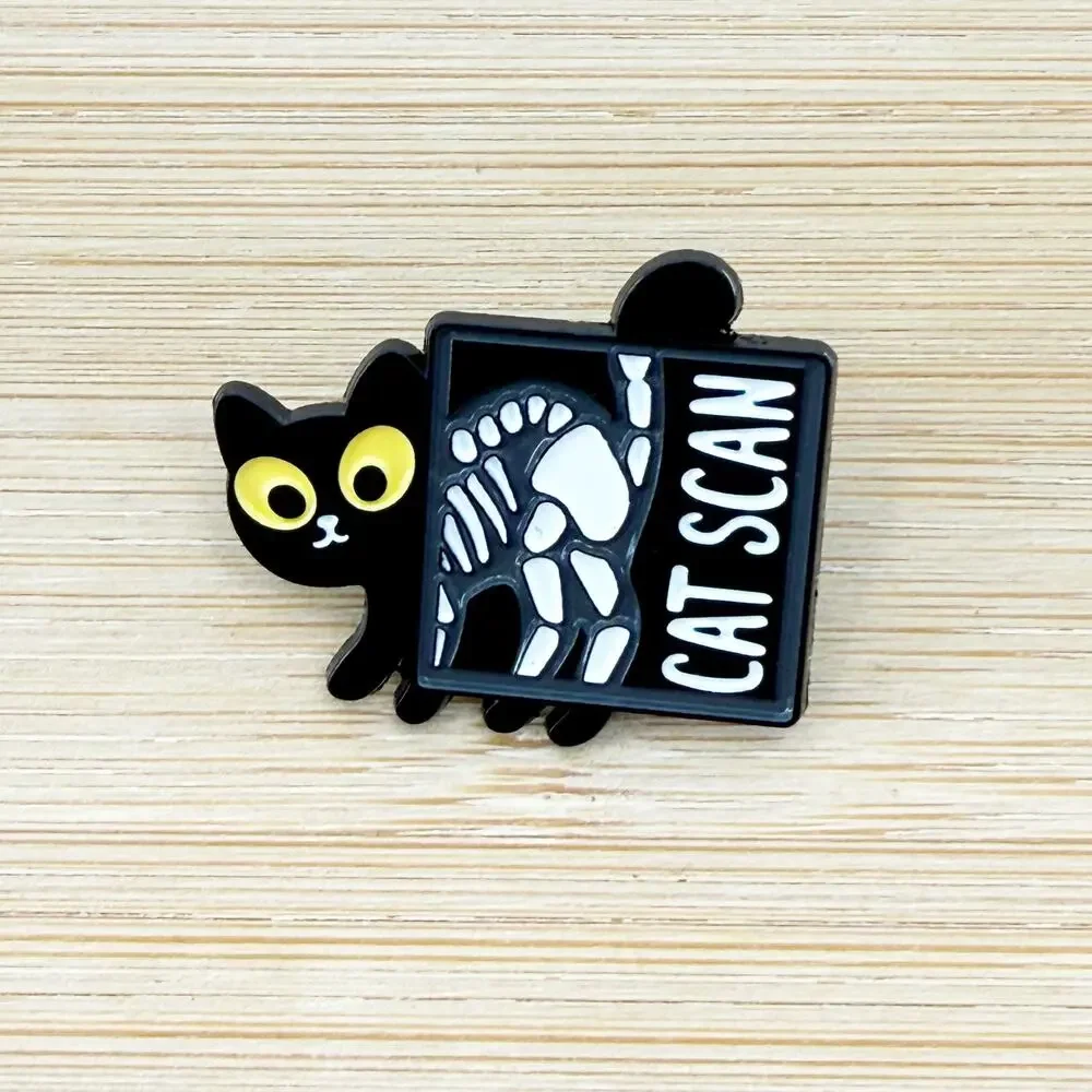 Cat Scan Black Cat Funny Pun Enamel Pin